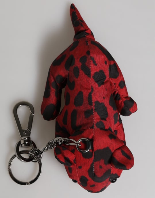 Rot Schwarz Polyester Tier Silhouette Tasche Schlüsselanhänger Schlüsselring - Image 2