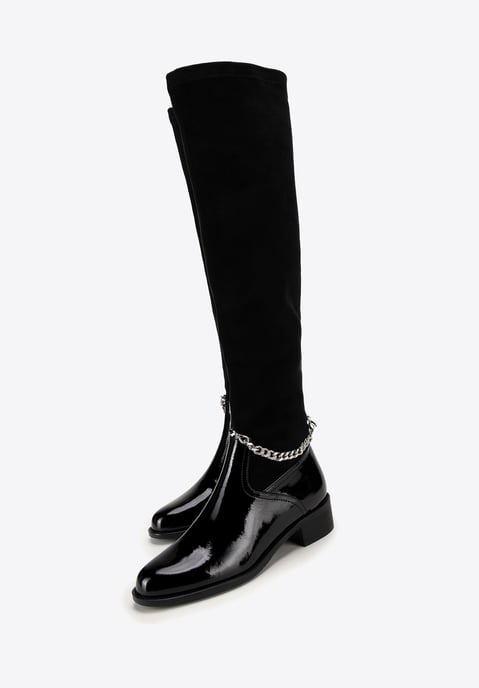 Wittchen Damen-Lederstiefel mit Kette, Schwarz, Naturleder - Image 5