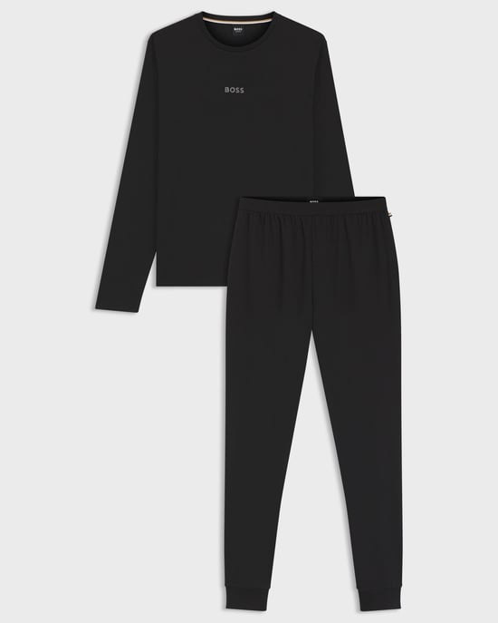 Langes Pyjama-Set in Schwarz - Image 4