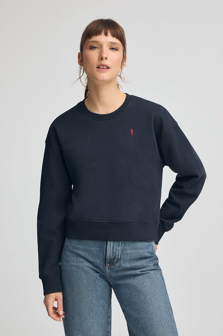 Sweatshirt marineblau im Boxy Fit mit Rigby Go-Logo - Image 1