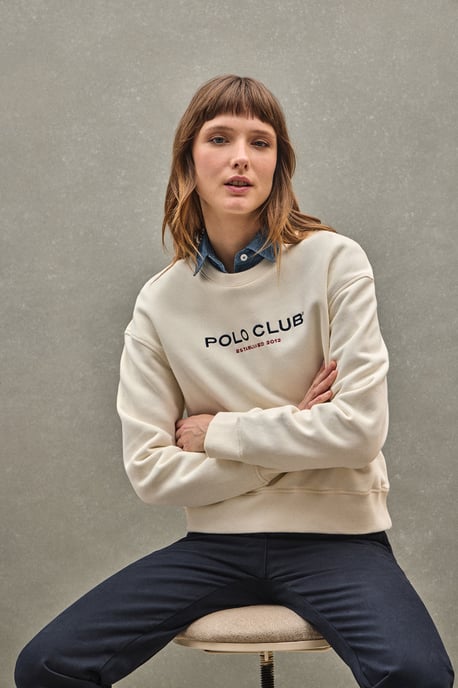 Sweatshirt ecru im Boxy Fit Established 2012 Polo Club - Image 1