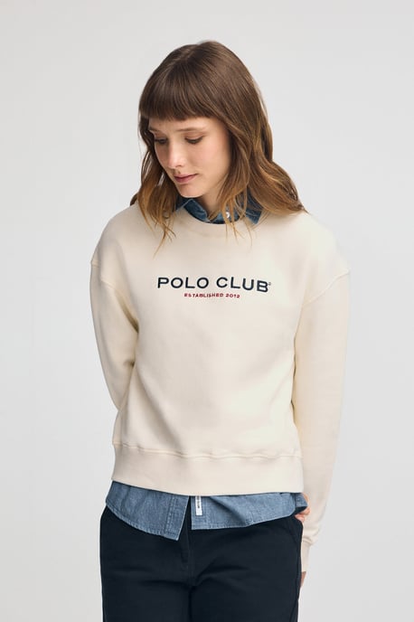 Sweatshirt ecru im Boxy Fit Established 2012 Polo Club - Image 2