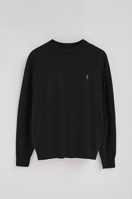 Pullover schwarz aus Wollgemisch mit gesticktem Rigby Go-Logo - Image 5