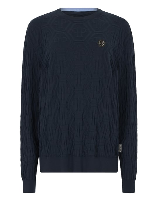 Jacquard Round Neck Pullover Monogram - Image 1