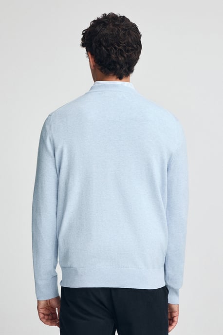 Zweierpack Herrenpullover marineblau und hellblau meliert aus Wollgemisch mit gesticktem Rigby Go-Logo - Image 5