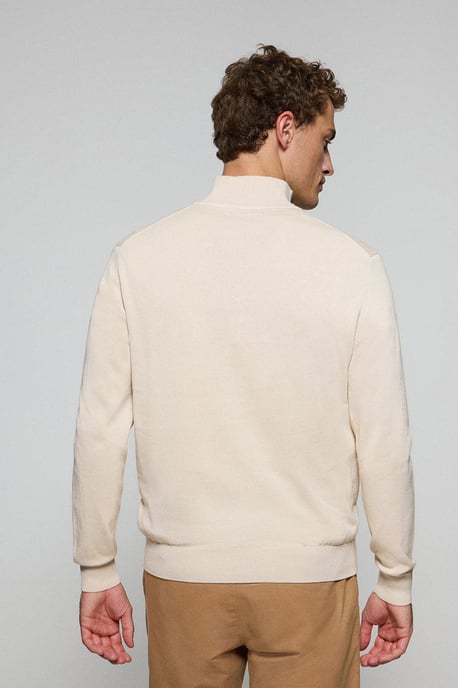 Strickpullover beige mit Reißverschluss und gesticktem Rigby Go-Logo - Image 4