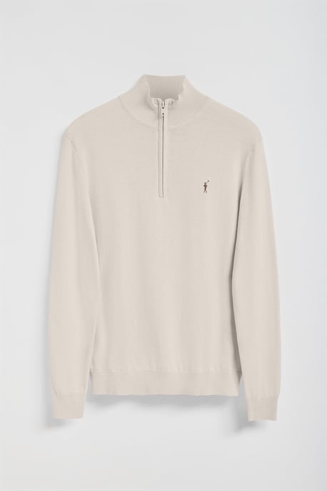 Strickpullover beige mit Reißverschluss und gesticktem Rigby Go-Logo - Image 5