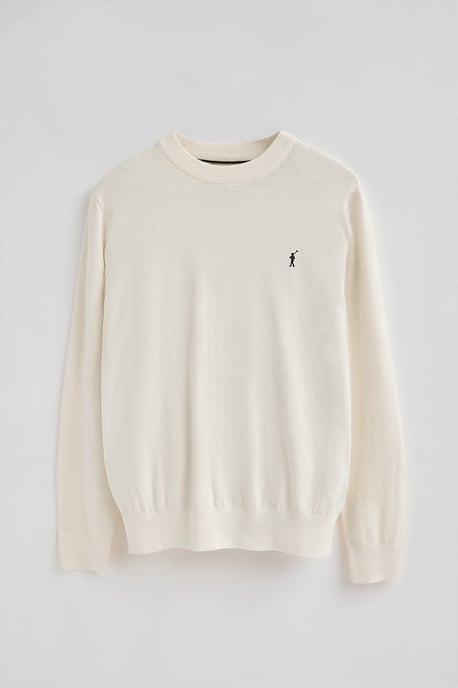 Pullover ecru aus Wollgemisch mit gesticktem Rigby Go-Logo - Image 5