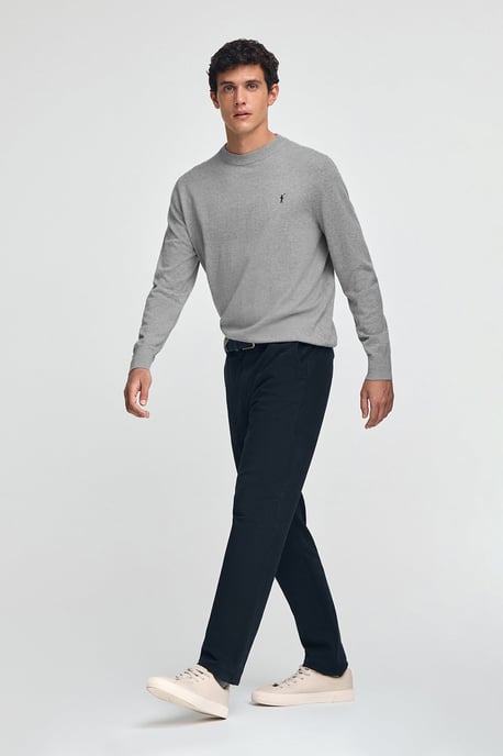 Pullover grau meliert aus Wollgemisch mit gesticktem Rigby Go-Logo - Image 3