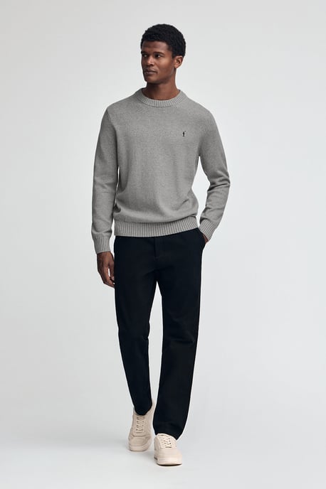 Pullover grau meliert aus Wollgemisch mit gesticktem Rigby Go-Logo - Image 2
