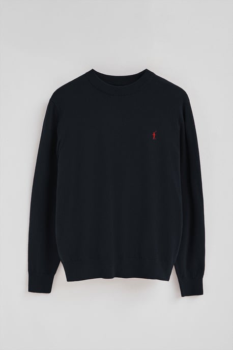 Pullover marineblau aus Wollgemisch mit gesticktem Rigby Go-Logo - Image 5