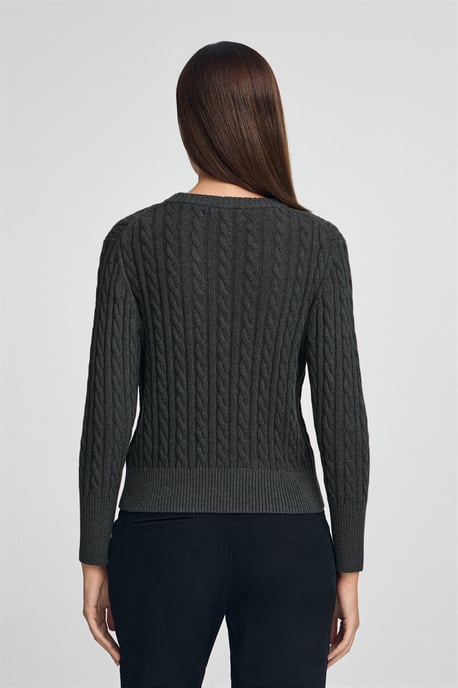 Pullover dunkelgrau meliert mit Rundhalskragen aus Wollgemisch mit gesticktem Rigby Go-Logo - Image 4