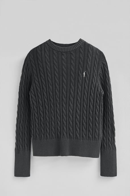 Pullover dunkelgrau meliert mit Rundhalskragen aus Wollgemisch mit gesticktem Rigby Go-Logo - Image 5