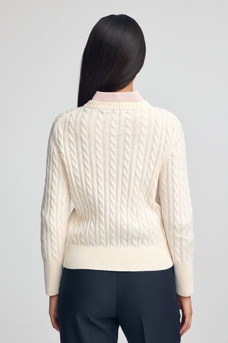 Pullover ecru mit Rundhalskragen aus Wollgemisch mit gesticktem Rigby Go-Logo - Image 5