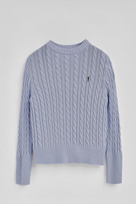 Pullover hellblau mit Rundhalskragen aus Wollgemisch mit gesticktem Rigby Go-Logo - Image 5