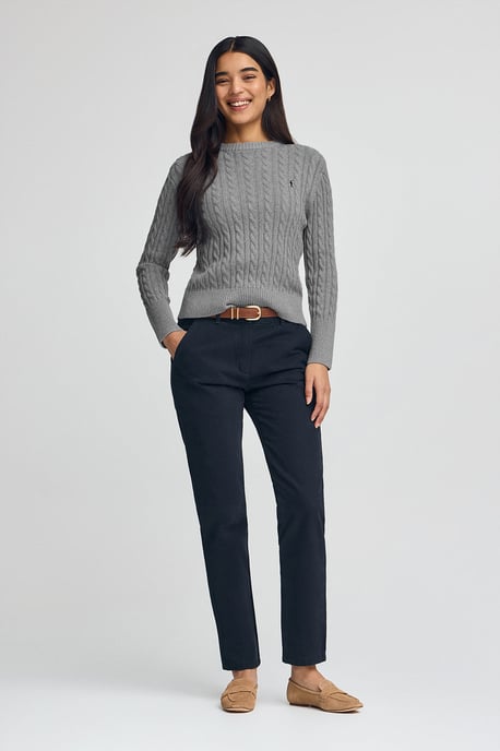 Pullover grau meliert mit Rundhalskragen aus Wollgemisch mit gesticktem Rigby Go-Logo - Image 2