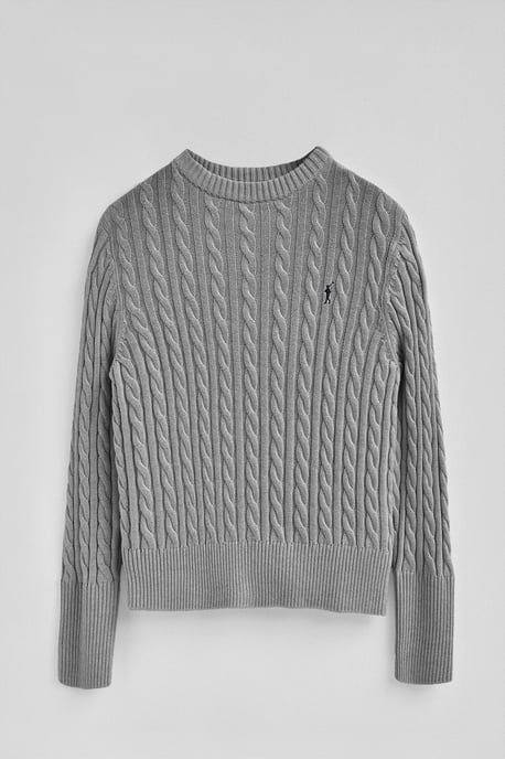 Pullover grau meliert mit Rundhalskragen aus Wollgemisch mit gesticktem Rigby Go-Logo - Image 5
