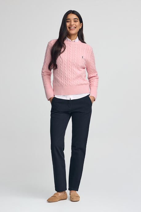 Pullover rosa meliert mit Rundhalskragen aus Wollgemisch mit gesticktem Rigby Go-Logo - Image 2
