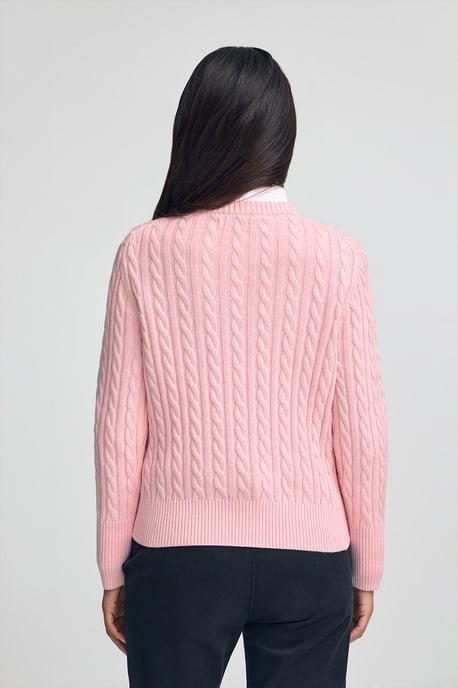 Pullover rosa meliert mit Rundhalskragen aus Wollgemisch mit gesticktem Rigby Go-Logo - Image 4