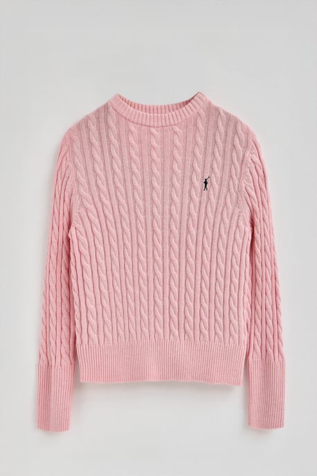 Pullover rosa meliert mit Rundhalskragen aus Wollgemisch mit gesticktem Rigby Go-Logo - Image 5