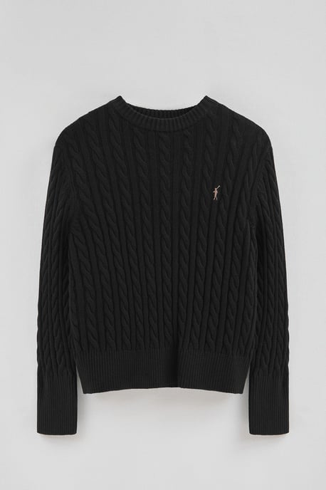 Pullover schwarz mit Rundhalskragen aus Wollgemisch mit gesticktem Rigby Go-Logo - Image 5