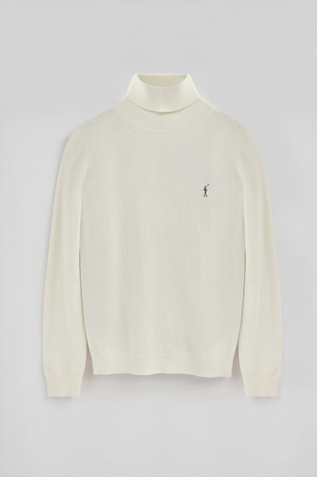 Rollkragenpullover ecru aus Wollgemisch mit gesticktem Rigby Go-Logo - Image 5