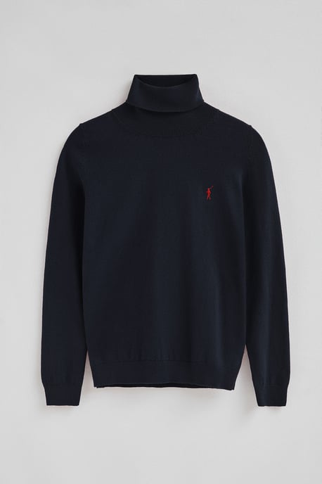 Rollkragenpullover marineblau aus Wollgemisch mit gesticktem Rigby Go-Logo - Image 5