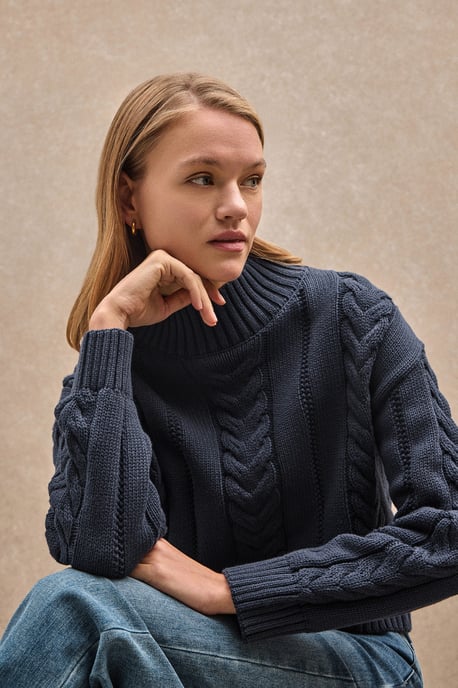 Grobstrick-Pullover Serena marineblau - Image 2