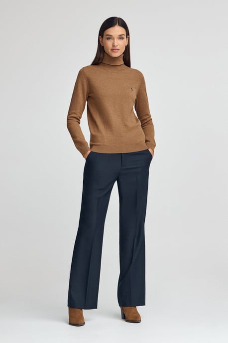 Rollkragenpullover camel meliert aus Wollgemisch mit gesticktem Rigby Go-Logo - Image 2