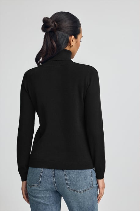 Rollkragenpullover schwarz aus Wollgemisch mit gesticktem Rigby Go-Logo - Image 4