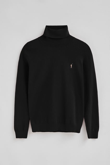 Rollkragenpullover schwarz aus Wollgemisch mit gesticktem Rigby Go-Logo - Image 5