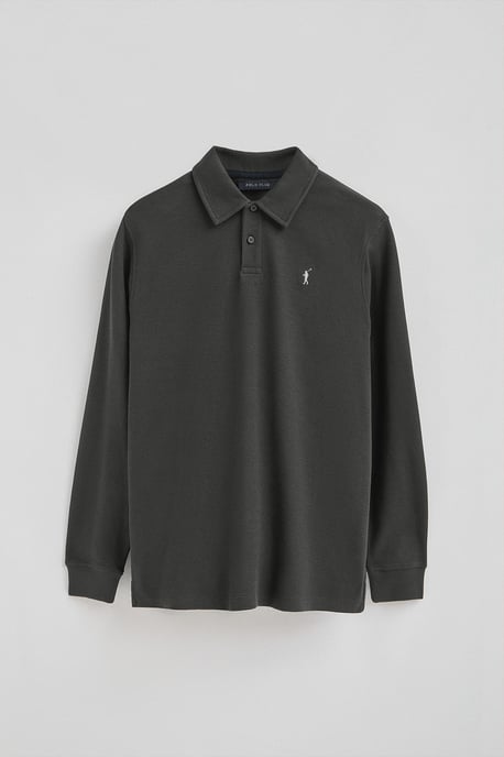 Poloshirt dunkelblau mit Mikrostruktur und gesticktem Rigby Go-Logo - Image 5