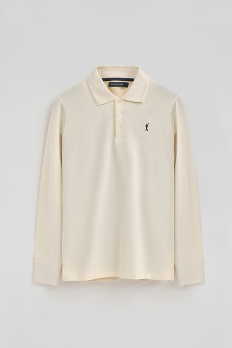 Poloshirt ecru mit langen Ärmeln und gesticktem Rigby Go-Logo - Image 5