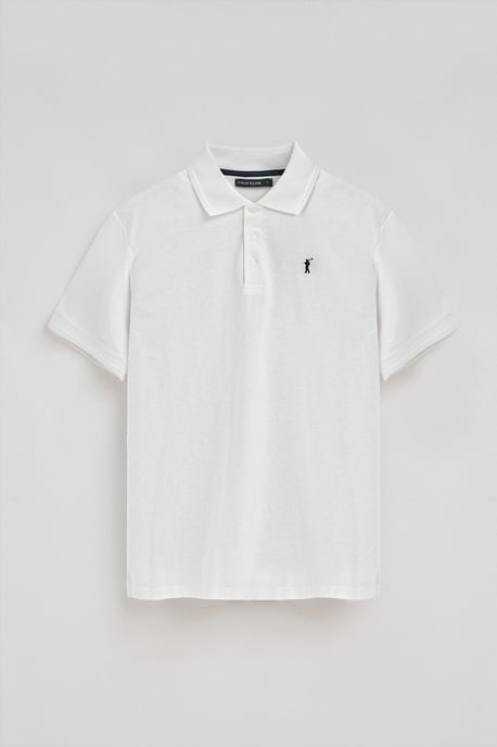 Poloshirt weiß aus Pikee mit gesticktem Rigby Go-Logo - Image 5