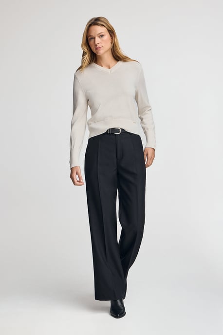 Pullover ecru aus Wollgemisch mit Knopfmanschetten und perlmuttfarbenem Polo Club-Knopf - Image 4