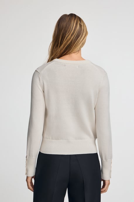 Pullover ecru aus Wollgemisch mit Knopfmanschetten und perlmuttfarbenem Polo Club-Knopf - Image 5