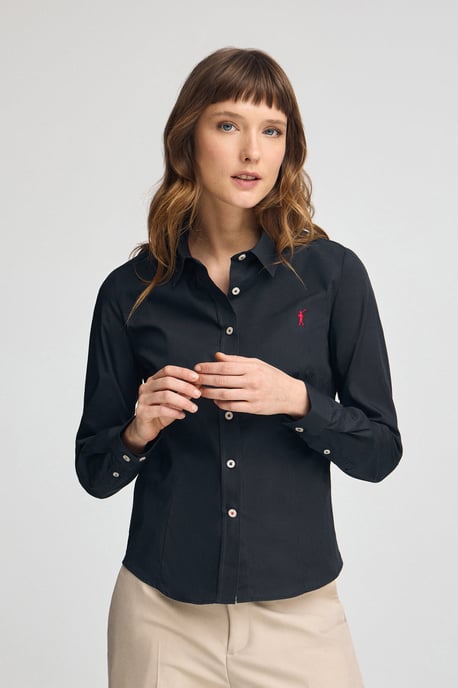 Hemd marineblau im Slim Fit mit Rigby Go-Logo - Image 3