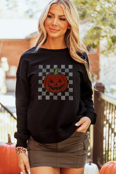 Rhinestone Kürbis Sweatshirt - Image 2