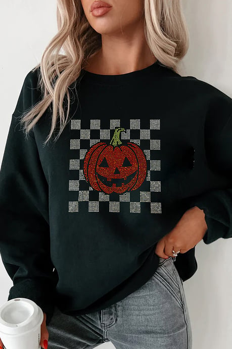 Rhinestone Kürbis Sweatshirt - Image 4