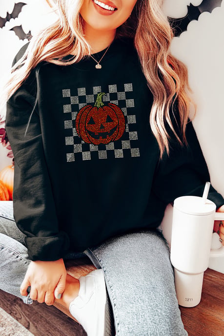 Rhinestone Kürbis Sweatshirt - Image 5