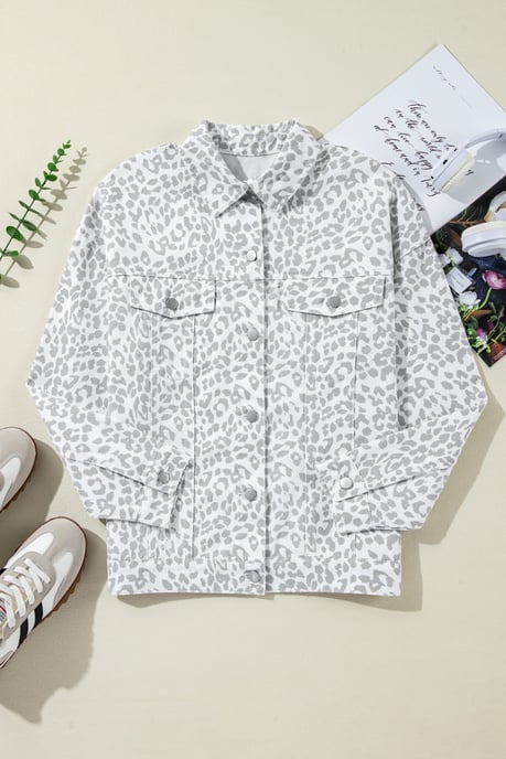 Oversized Leopardenmuster Denimjacke - Image 4