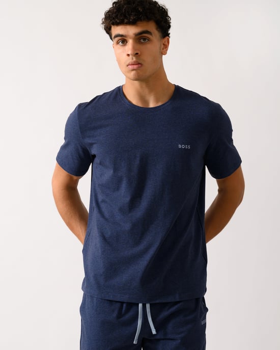 Herren Stretch-Baumwolle Loungewear T-Shirt in Dunkelblau - Image 1