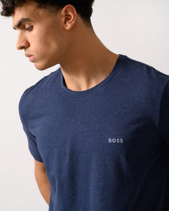 Herren Stretch-Baumwolle Loungewear T-Shirt in Dunkelblau - Image 2