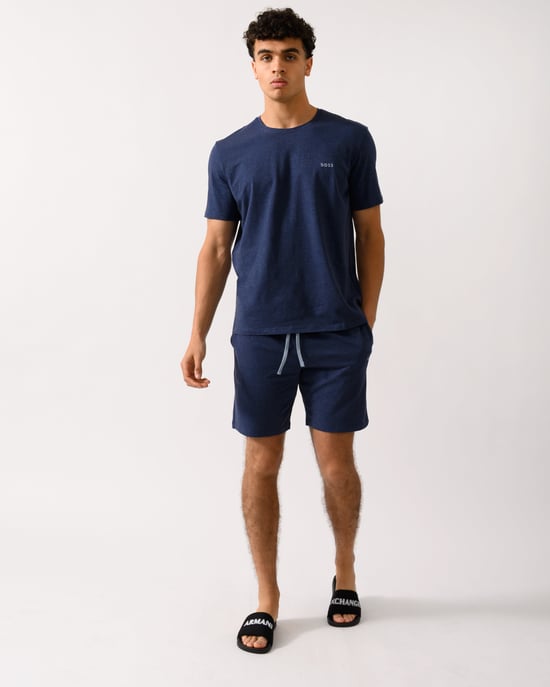 Herren Stretch-Baumwolle Loungewear T-Shirt in Dunkelblau - Image 4