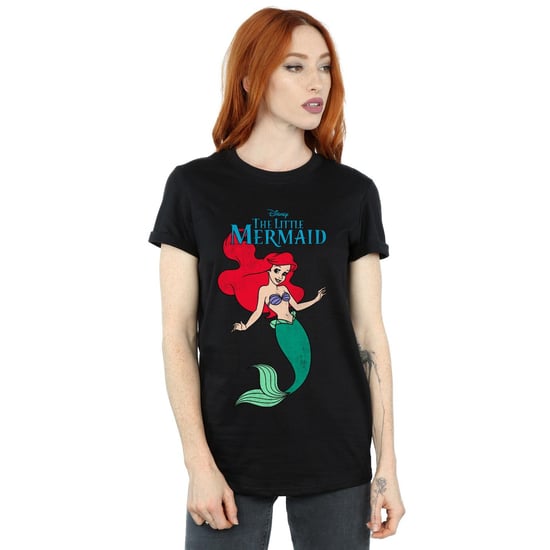 Disney Damen/Damen Die kleine Meerjungfrau Linie Ariel Baumwolle Boyfriend T-Shirt (Schwarz) - Image 2