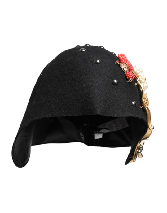 Schwarzer Woll-Multicolor-beschmückter Cloche-Hut - Image 2