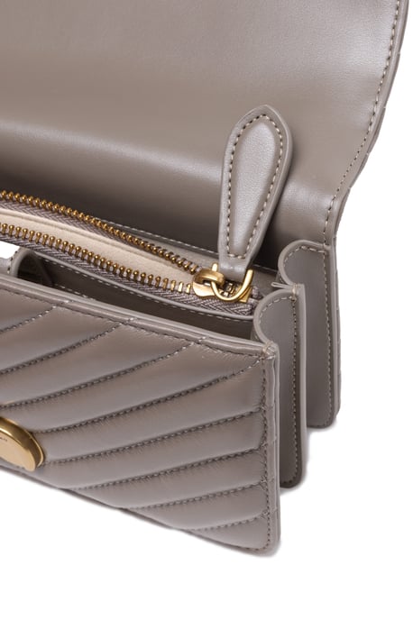 Graue Leder Love One Mini Schultertasche - Image 3