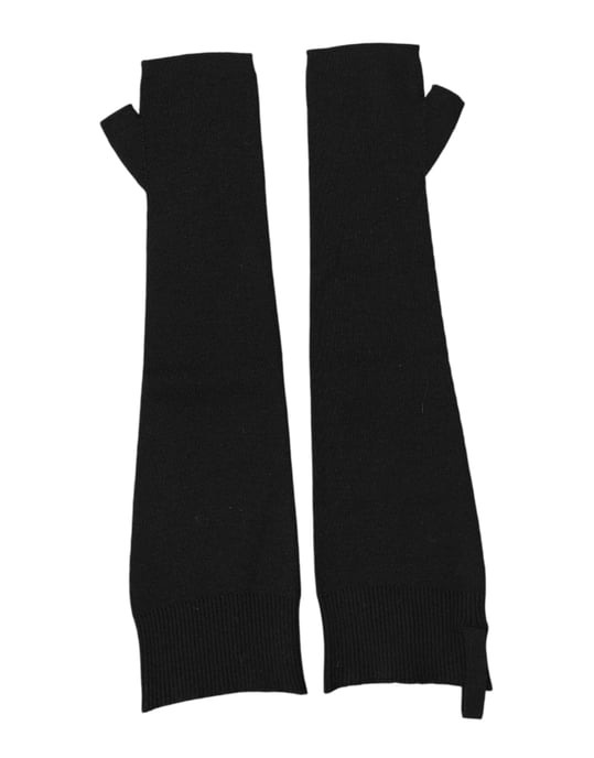 Schwarze Jungfrauwoll-Strickhandschuhe für Männer ohne Finger - Image 3