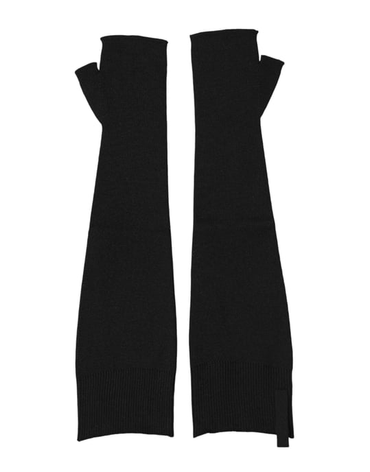Schwarze Jungfrauwolle Gestrickte Fingerlose Herrenhandschuhe - Image 2