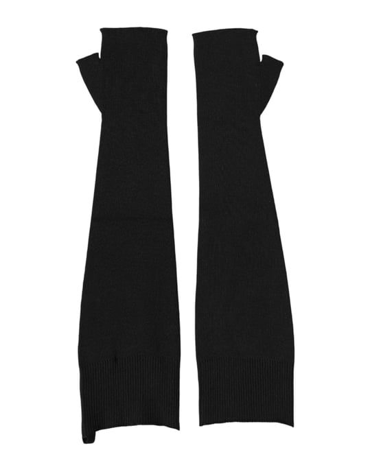 Schwarze Jungfrauwolle Gestrickte Fingerlose Herrenhandschuhe - Image 3